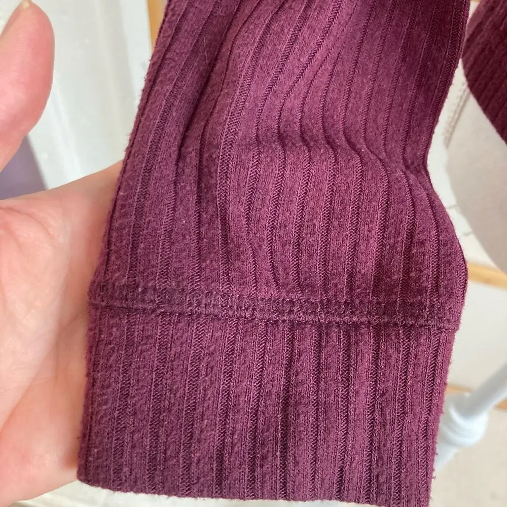 Roxy Snuggly Burgundy Ribbed Hoodie Top